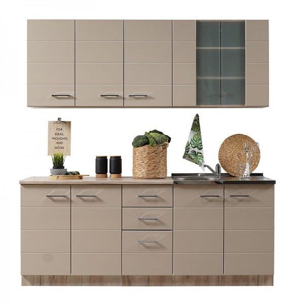 ΚΟΥΖΙΝΑ DIANA 200 GREY OAK-SAND ΓΥΑΛΙΣΤΕΡΟ FOIL 200X60X200