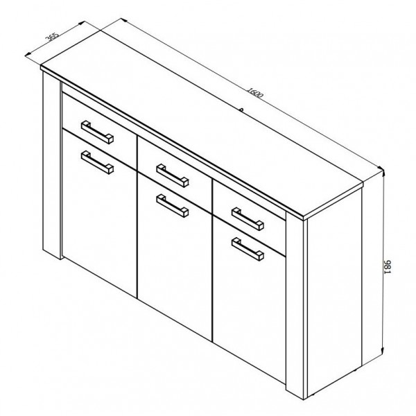 ΜΠΟΥΦΕΣ KENT 3K3F GREY OAK/WHITE OAK 160Χ36,5Χ98 εκ.