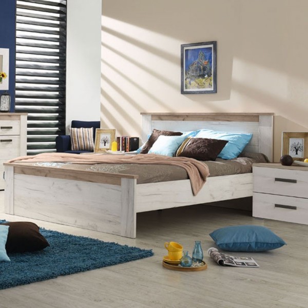 ΚΡΕΒΑΤΙ KENT BK 160 GREY OAK/WHITE OAK 167Χ207,5Χ99,5 εκ.