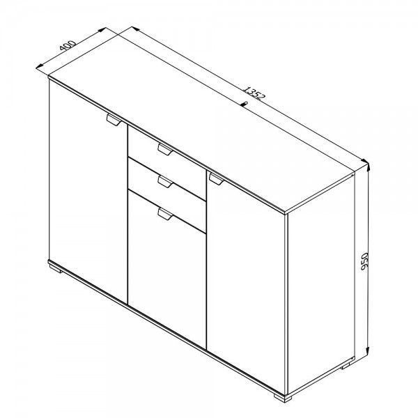 ΚΟΜΟΤΑ DUERO 3K2F GREY OAK 135Χ40Χ95 εκ.