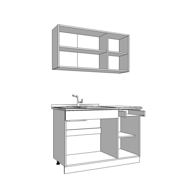 ΚΟΥΖΙΝΑ DALILA 120 GREY OAK/ΛΕΥΚΟ 120Χ60Χ200 εκ.