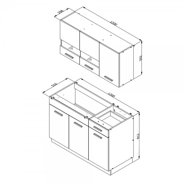 ΚΟΥΖΙΝΑ DALILA 120 GREY OAK/ΛΕΥΚΟ 120Χ60Χ200 εκ.