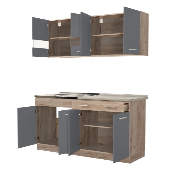 ΚΟΥΖΙΝΑ DALILA 160 GREY OAK/ΓΚΡΙ 160Χ60Χ200 εκ.