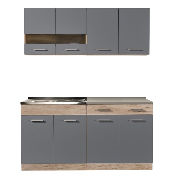 ΚΟΥΖΙΝΑ DALILA 160 GREY OAK/ΓΚΡΙ 160Χ60Χ200 εκ.