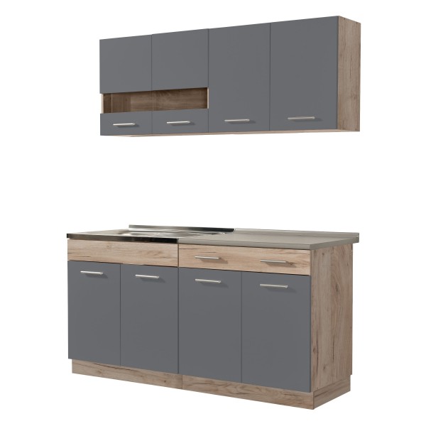 ΚΟΥΖΙΝΑ DALILA 160 GREY OAK/ΓΚΡΙ 160Χ60Χ200 εκ.