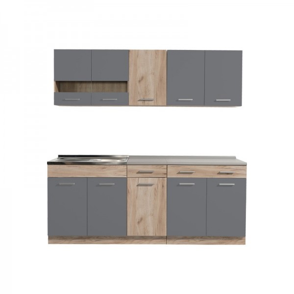 ΚΟΥΖΙΝΑ DALILA 200 GREY OAK/ΓΚΡΙ 200Χ60Χ200 εκ.