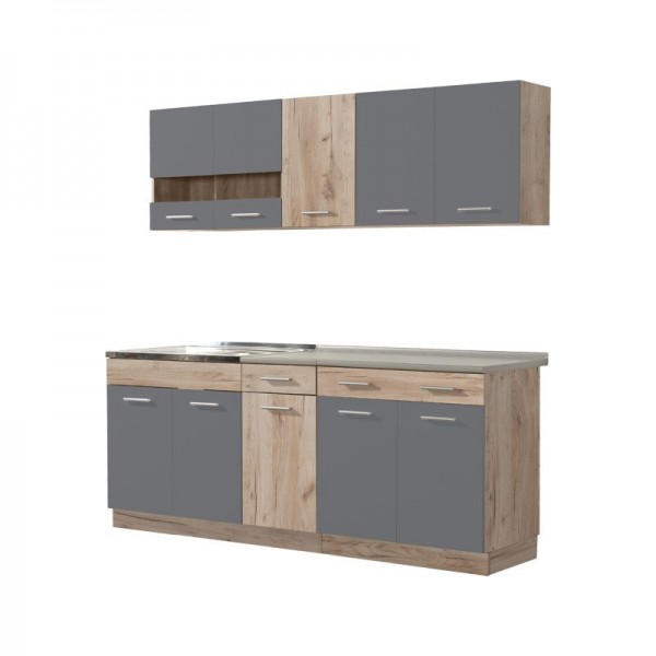 ΚΟΥΖΙΝΑ DALILA 200 GREY OAK/ΓΚΡΙ 200Χ60Χ200 εκ.