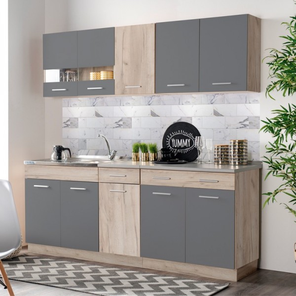 ΚΟΥΖΙΝΑ DALILA 200 GREY OAK/ΓΚΡΙ 200Χ60Χ200 εκ.