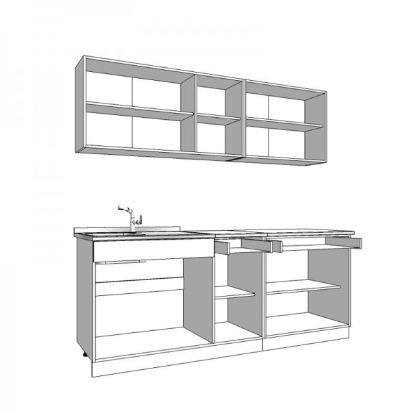 ΚΟΥΖΙΝΑ DALILA 200 GREY OAK/ΓΚΡΙ 200Χ60Χ200 εκ.