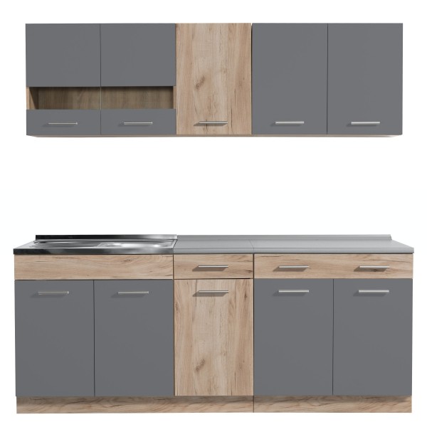 ΚΟΥΖΙΝΑ DALILA 200 GREY OAK/ΓΚΡΙ 200Χ60Χ200 εκ.