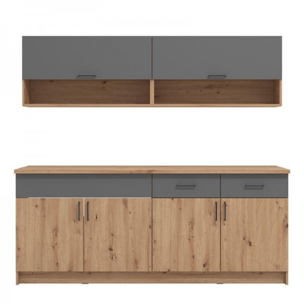 ΚΟΥΖΙΝΑ TIANA 200 ARTISAN OAK-ΓΚΡΙ ΓΡΑΦΙΤΗΣ 200x60x199,5εκ