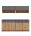 ΚΟΥΖΙΝΑ TIANA 200 ARTISAN OAK-ΓΚΡΙ ΓΡΑΦΙΤΗΣ 200x60x199,5εκ