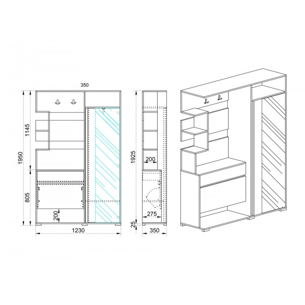 ΠΑΠΟΥΤΣΟΘΗΚΗ CITY 4000 COFFEE OAK/WHITE SMOOTH 123X35,5X195 εκ.